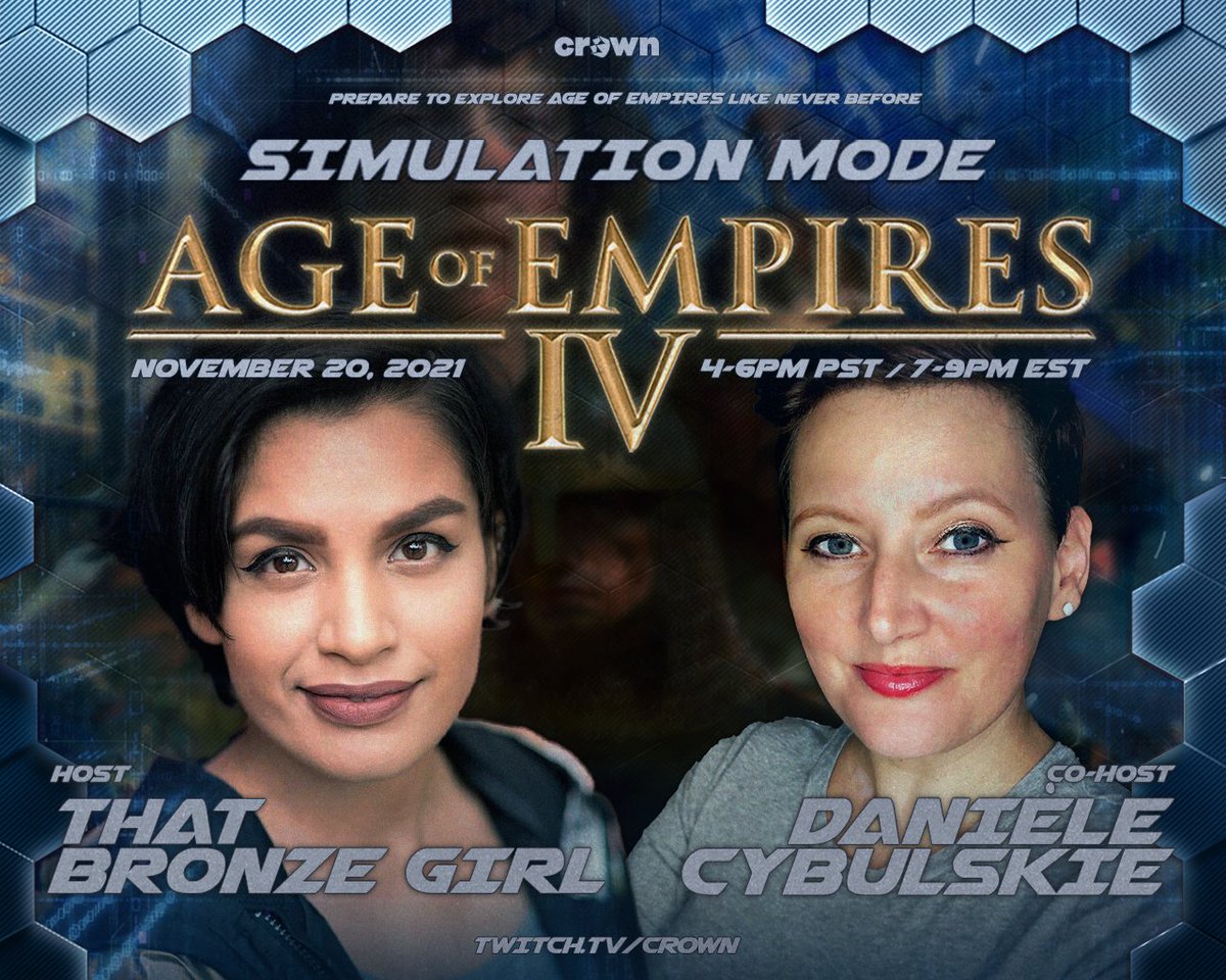 crownchannel's tweet photo. Game code drops, #AgeOfEmpiresIV gameplay, and IRL medieval battles! βοΈ Your empire building dreams have come true.
π‘Join hosts @5minMedievalist & @ThatBronzeGirl for #CrownSimMode Sat. @ 7pm ET/4pm PT on Twitch.π‘ @AgeOfEmpires https://t.co/OQMmETgQjM
