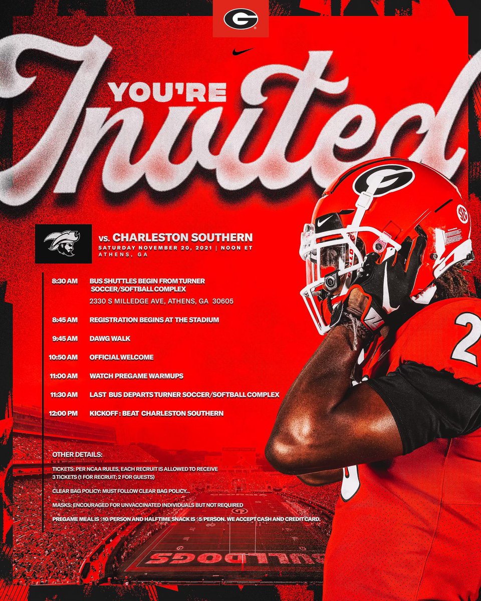 TheTracyConner's tweet photo. Highly Blessed to visit @GeorgiaFootball tomorrow! 🐶🏈@CoachSzatkowski @Coach_Pack78 @CoachKRBJr @HHH_Tackling @CoachDabdoub @Kell_Football https://t.co/o5Z2acliR4