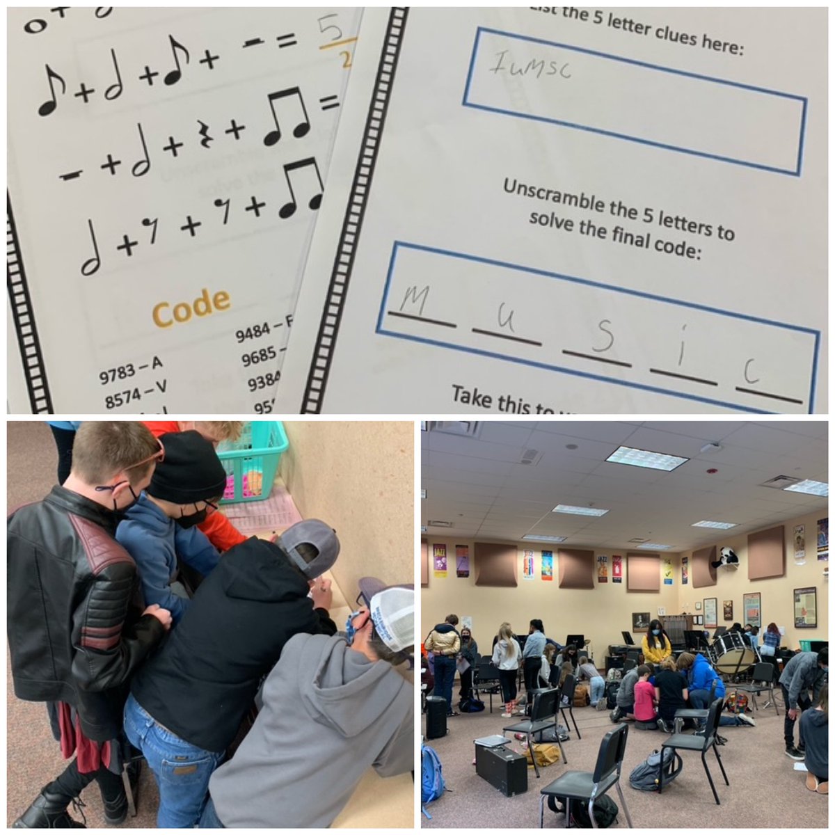 CoalRidgeMS's tweet photo. CRMS Band and Orchestra students collaborated today to solve The Music Theory Escape Room!  #StVrainStorm @CrmsMusic @SVVSDdeputy @SVVSDsupt https://t.co/gErgZuoDja