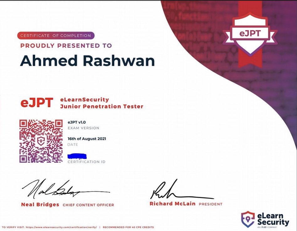 AhmedRsasec0x01's tweet photo. #throwbackthursday even though it’s Saturday to when I passed my eJPT! Happiest moment of my life so far, I remember it was so late and I was pulling my hair a lot😂 but I got it in the end!!! #eJPT #elearnsecurity #penetrationtester #pentester #infosec #juniorpentester #TBT https://t.co/SGCPBjvPGK
