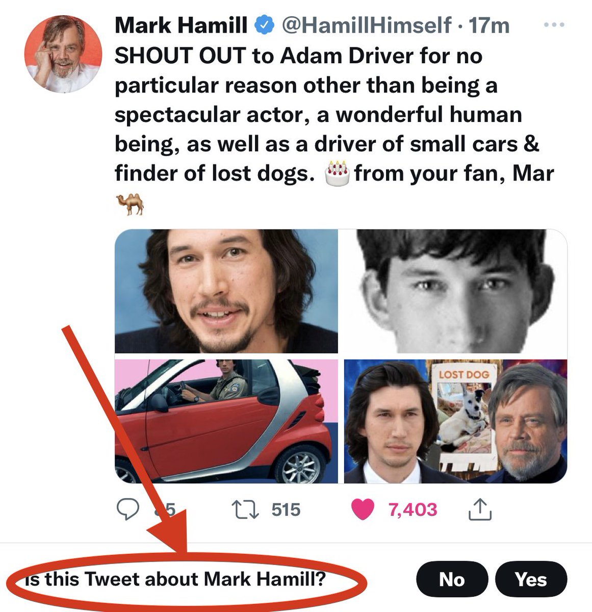 Tier1Diabetic's tweet photo. @HamillHimself How…how do I answer this? https://t.co/TtNfd3sH8U