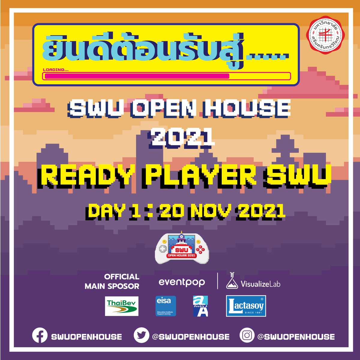 swuopenhouse's tweet photo. กิจกรรมวันที่ 1 เริ่มแล้วว
พบกับแขกรับเชิญอีกเพียบ ของรางวัลอีกมหาศาลที่ส่งตรงจาก 16 คณะ 4 วิทยาลัย และบุคลากรจากครอบครัว มศว ถึงมือน้องๆกันที่บ้านกันเลยย
ผู้ที่สนใจสามารถกดลงทะเบียนเพื่อร่วมกิจกรรมได้ที่ >> https://t.co/piKdz7wZq4
#ReadyPlayerSWU #SWUArcade
#SWUOPH2021 #ทีมมศว https://t.co/8z0YIBlz82