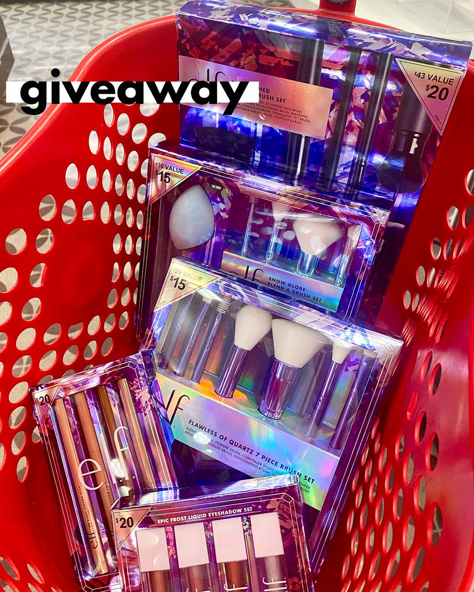 ✨#GIVEAWAY!✨ We're giving away a $100 e.l.f. Cosmetics gift card and a $100 Target gift card to one lucky follower!🎁

how to enter: 
1. follow <a href="/elfcosmetics/">e.l.f. Cosmetics</a> 
2. like and RT