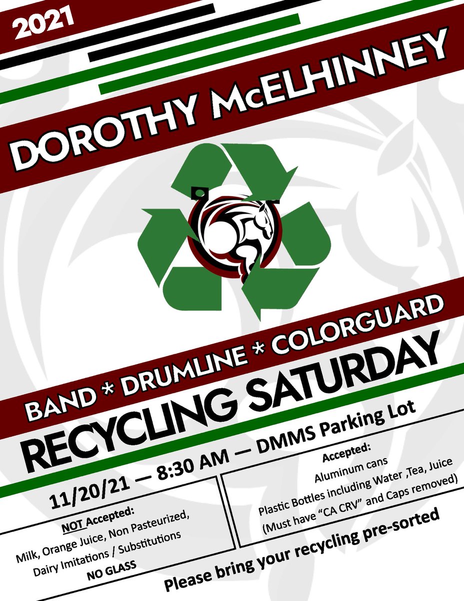 dmmsband's tweet photo. DMMS Band students plan on participating TOMORROW in our recycling fundraiser!  Points given for each bag of recycling brought! https://t.co/rzkaM7Blvk