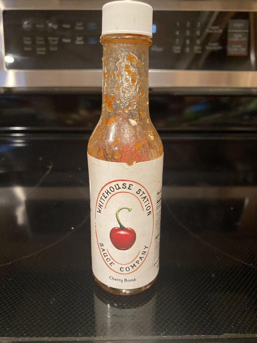 Tonight’s weapon of choice.. <a href="/WhitehouseSauce/">Whitehouse Station Sauce Co.</a> Cherry Bomb Hot Sauce.. almost out of it, as Hallie was drinking this all summer!