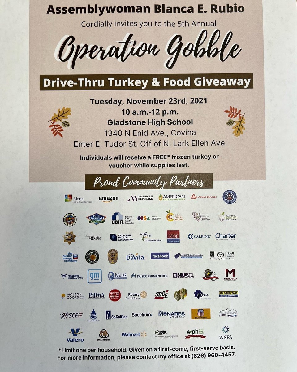 We are excited to join @AsmBlancaRubio on November 23 for a Turkey giveaway with all the proud sponsors! #thanksgiving #turkeygiveaway