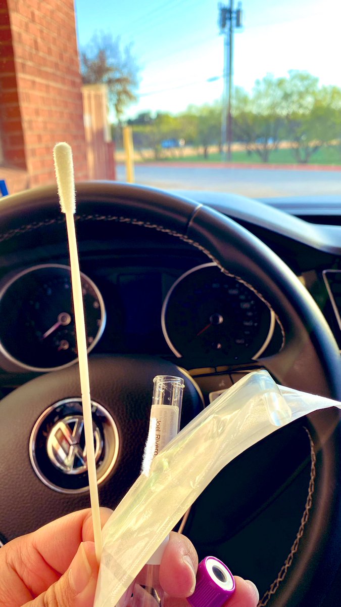 thefirstjoel's tweet photo. When they said everything is bigger in Texas, I didn’t think this is what they meant. 🤠🧬 #drivethrutesting #Covid_19 #selfswab https://t.co/k8It67wAUP