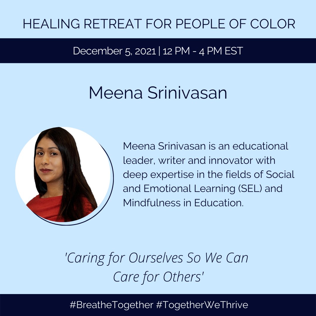 Honored to be offering a session for the Healing Retreat for People of Color sponsored by the Sounds True Foundation on December 5th! This retreat is FREE, please share with all of your BIPOC brothers and sisters ❤ Register here: soundstruefoundation.org/healing-retrea… #Mindfulness #SEL