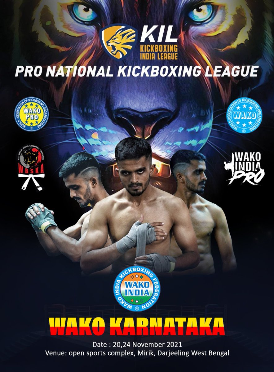 wakoindiainfo's tweet photo. Dear All,
Please get ready for upcoming Open Pro National Kickboxing League.
Highlights:
* Rs 2 Lacs Cash Award
* National Title Belt
#wakokickboxing
#WAKOINDIA
#OneWAKO #onechampion
#kickboxingindia
#wakoindiakickboxing
#prokickboxing
#wakopro #kickboxingindialeague https://t.co/NumuGS1BMG