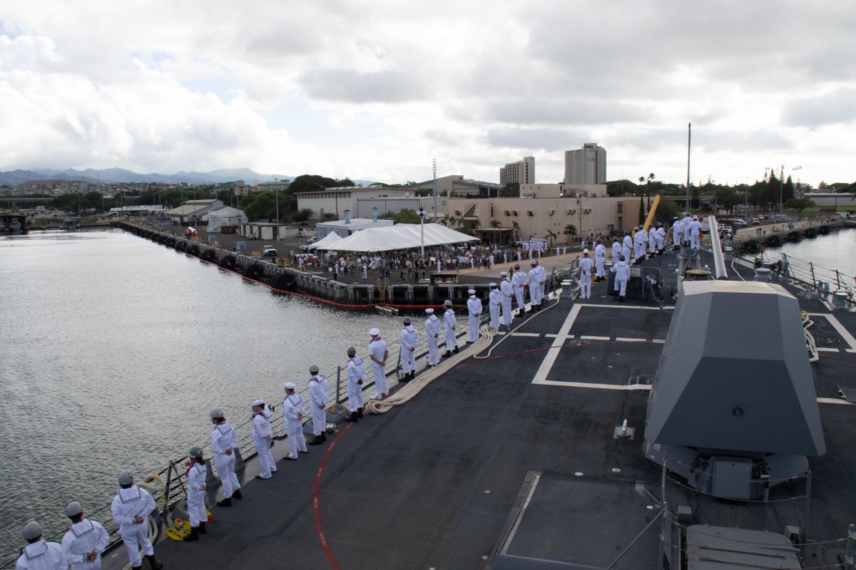 USNavy's tweet photo. Aloha PCU Daniel Inouye 👋

The Navy's newest guided-missile destroyer made its maiden voyage, transiting to its home port of Pearl Harbor, Hawaii, prior to its commissioning in December. #NavyCapacity https://t.co/9q8P2WwUNj