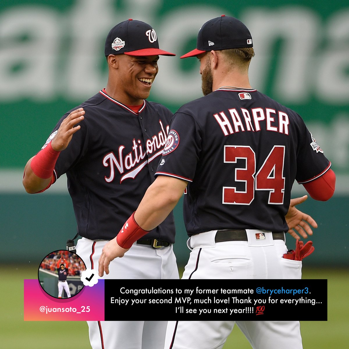 MLB's tweet photo. Everybody’s got love for Bryce and Shohei. https://t.co/DgMLA6esXi