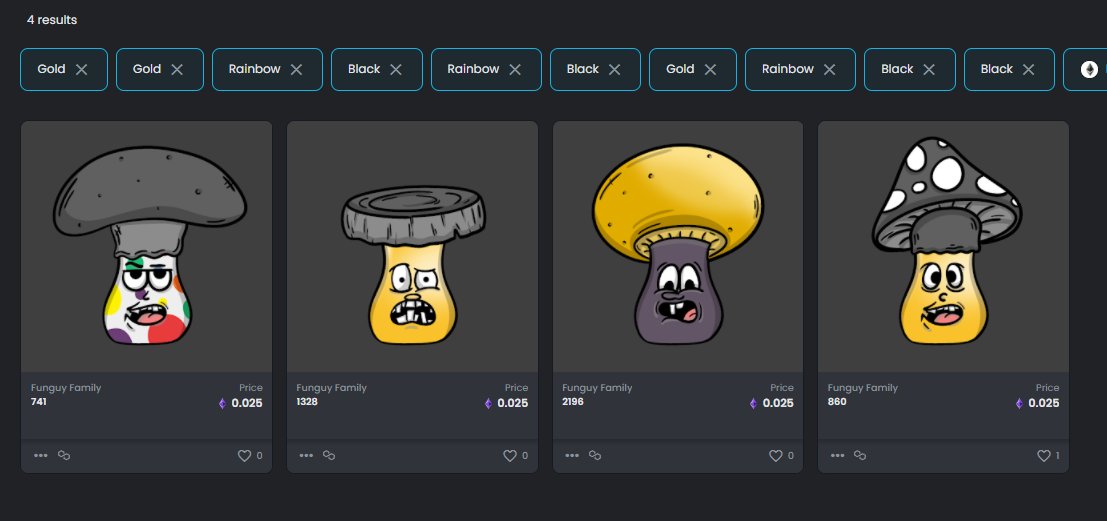 FunguyFamily's tweet photo. โญ๏ธ#FunguyRarity check!โญ๏ธ
๐คฉCheck out the LAST 4 #FunguyFamily members w/ a black BG & rare body/cap color combo!๐
๐ฅณBreeding coming Jan. 1st - Grab one for your chance at a rare #FunguyBaby!๐ผ
โฝ๏ธSave #GasFees & Shop on @0xPolygon! #whatGas?
๐To view: https://t.co/Iy9CnG2NCt https://t.co/UGFAzePwJd
