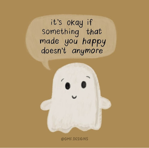 karanwellness's tweet photo. It’s so true! The lil ghost by @gmf.designs addresses the fact that “it’s okay if something that made you happy doesn’t anymore”. It’s okay to move on and find new things that spark joy❤

What sparks joys in you? Comment and share with us!

#OnMyMindFoundation #MentalHealth https://t.co/uKsoZtJu2o