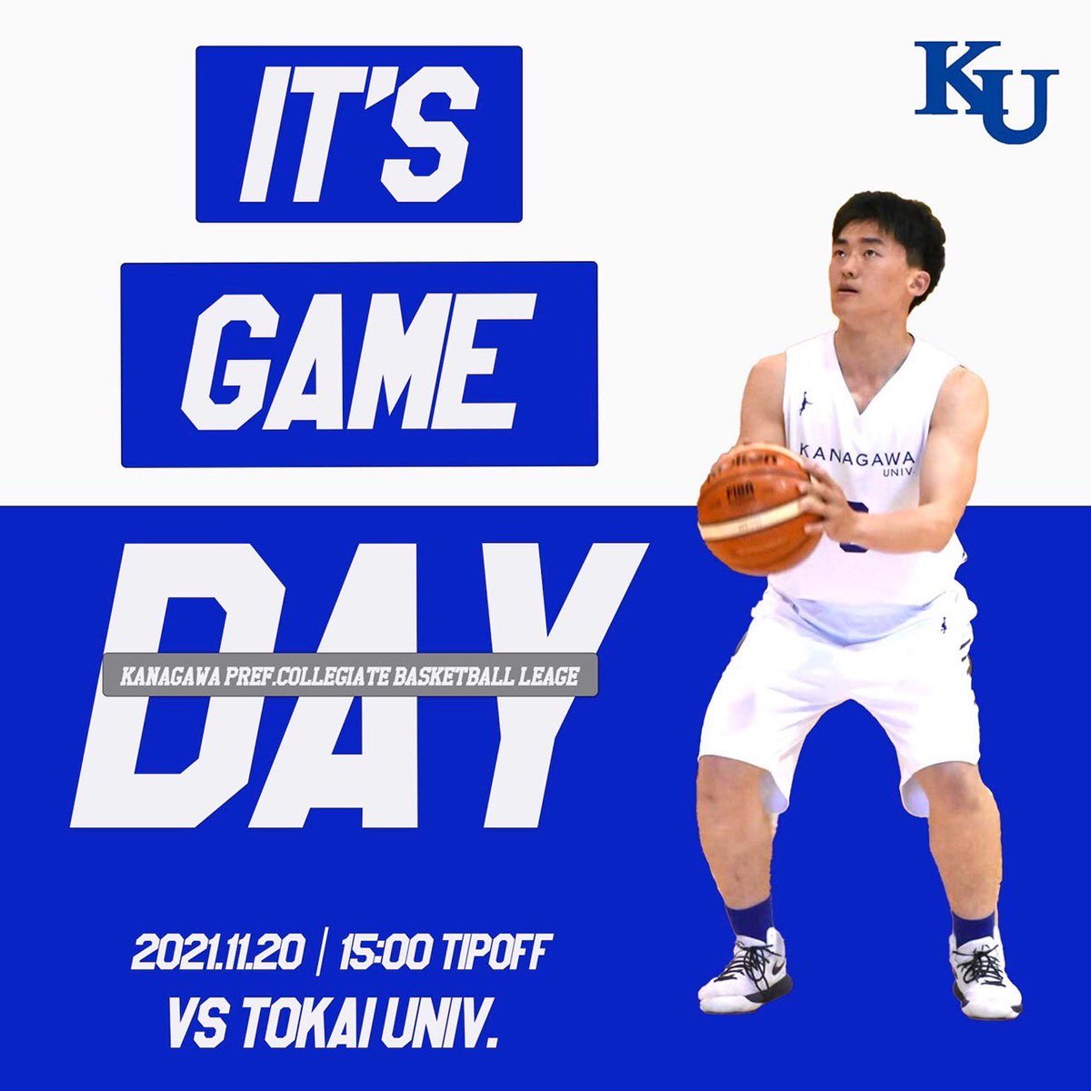 Kanagawa_jays's tweet photo. 【 GAME DAY 】

🍁令和3年度神奈川県大学バスケットボール競技会 秋季大会🍁

11月20日(土) 15:00 TIP OFF🔥

🆚東海大学
・
📍関東学院大学 金沢八景キャンパス

No.9 金 燦賢(4年/PF/183cm/東京朝鮮)

⚠️無観客試合となります！

神奈川大学の応援、どうぞよろしくお願いします📣

#KU
#神奈川大学 https://t.co/mtUJCn1Jfp