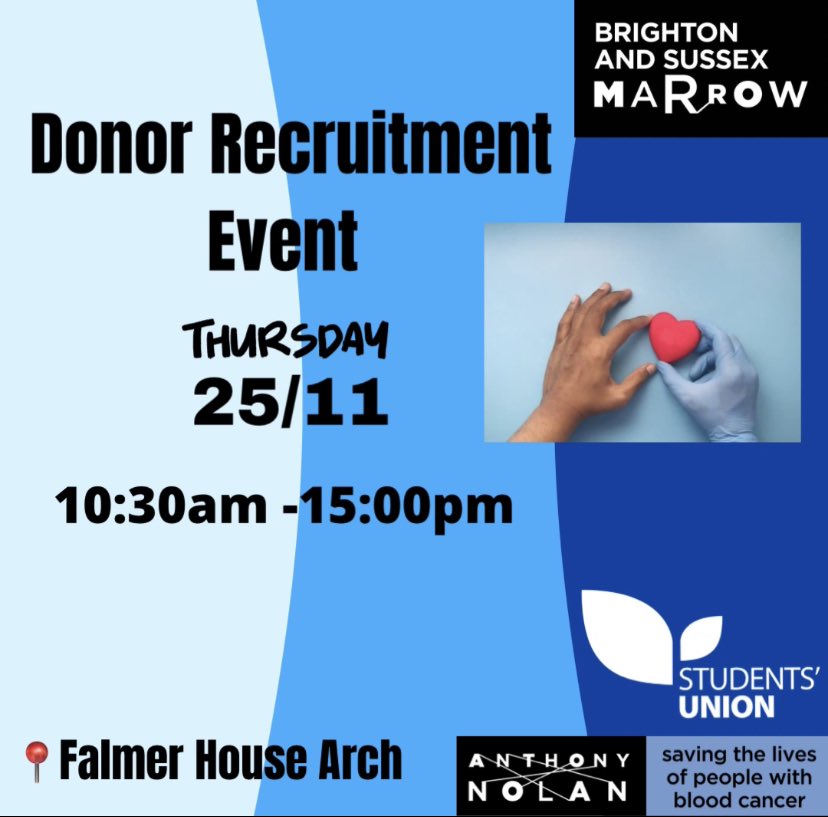 Our first Donor Recruitment Event coming up next week! We are all very excited to meet you and chat with you about Anthony Nolan and Marrow!!!😁 #lifehero #lifesaver #heroweek #anthonynolan #sussexandbrightonmarrow