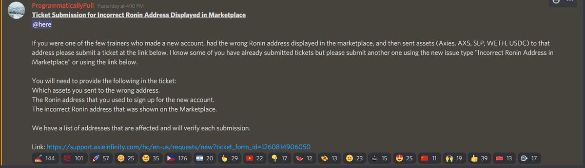 kablag27's tweet photo. @AxieInfinity @Jihoz_Axie Guys Please Help me recover my 2 axie. I already sent a report regarding to the New Account with the wrong Ronin Address. Please Help me Here's my Ticket Number. (Ticket ID: #156396) https://t.co/3vg4weDj4A