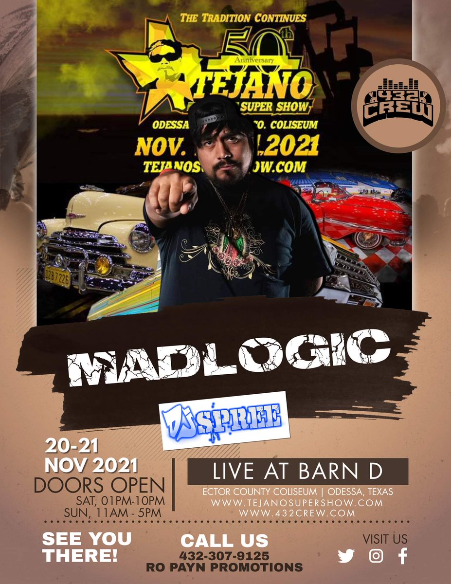 MadlogicMusic's tweet photo. Ya boy will be on stage at the 50th Tejano Super Carshow in Odessa Texas Saturday November 20th https://t.co/bufim3wt2q