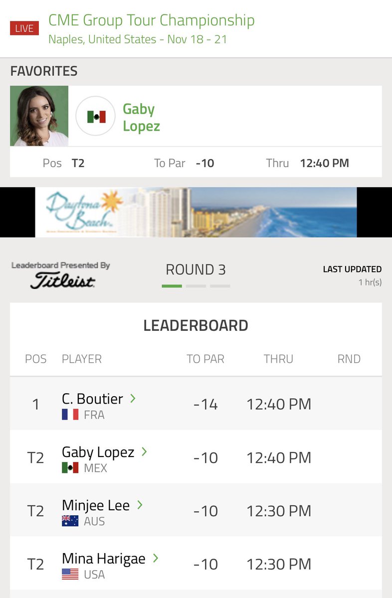 Ahí les encargo 🇲🇽 la segunda posición de <a href="/GabyLopezGOLF/">Gaby Lopez</a> luego de dos rondas! Venga, Gaby! A cerrar con todo la temporada!