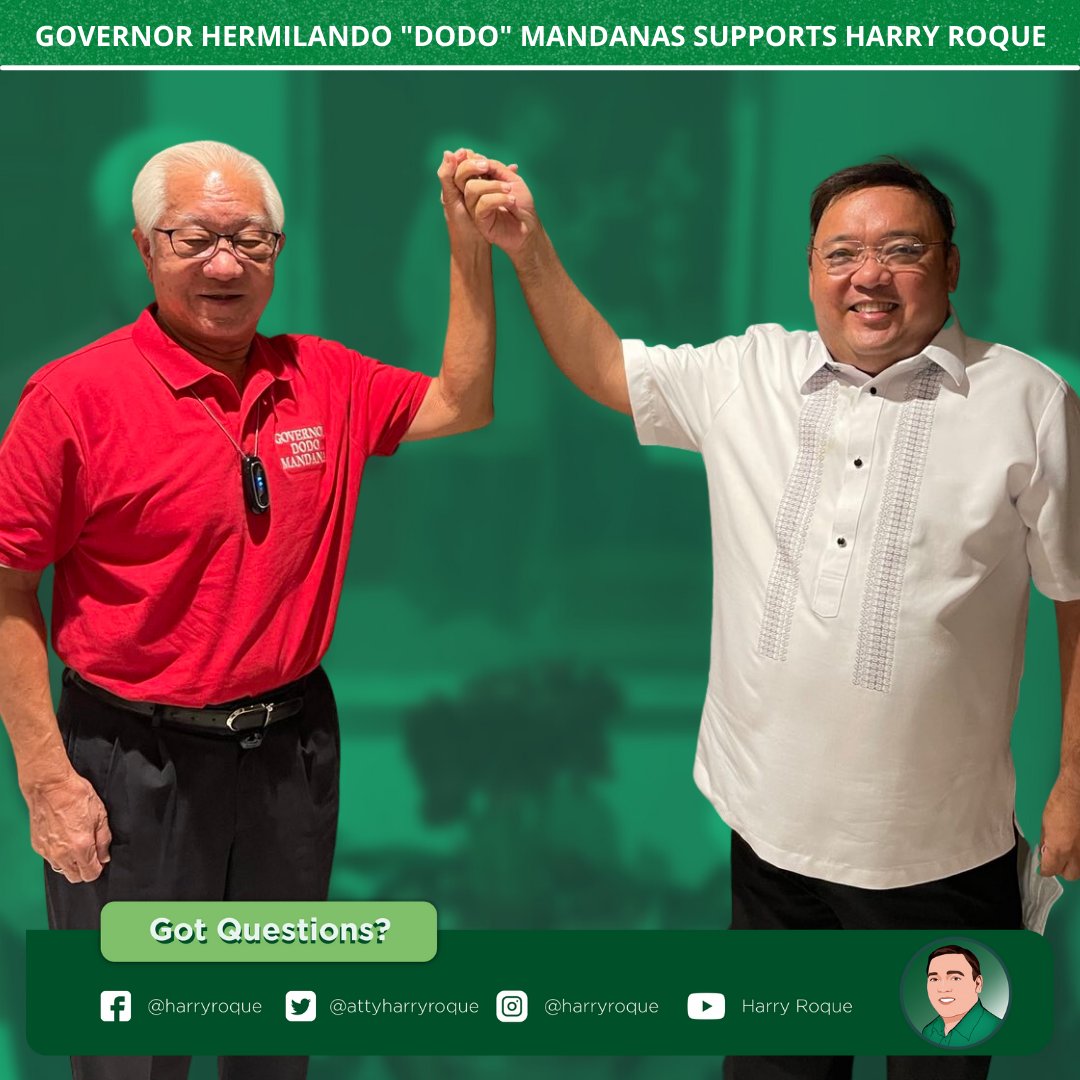 attyharryroque's tweet photo. Maraming salamat sa iyong suporta, Governor DODO Mandanas ng Batangas! 💚 @dodomandanas

#SaPanguloSpokesman
#SaInyoActionman
#SaraAllForRoque https://t.co/utKCNZGx5v