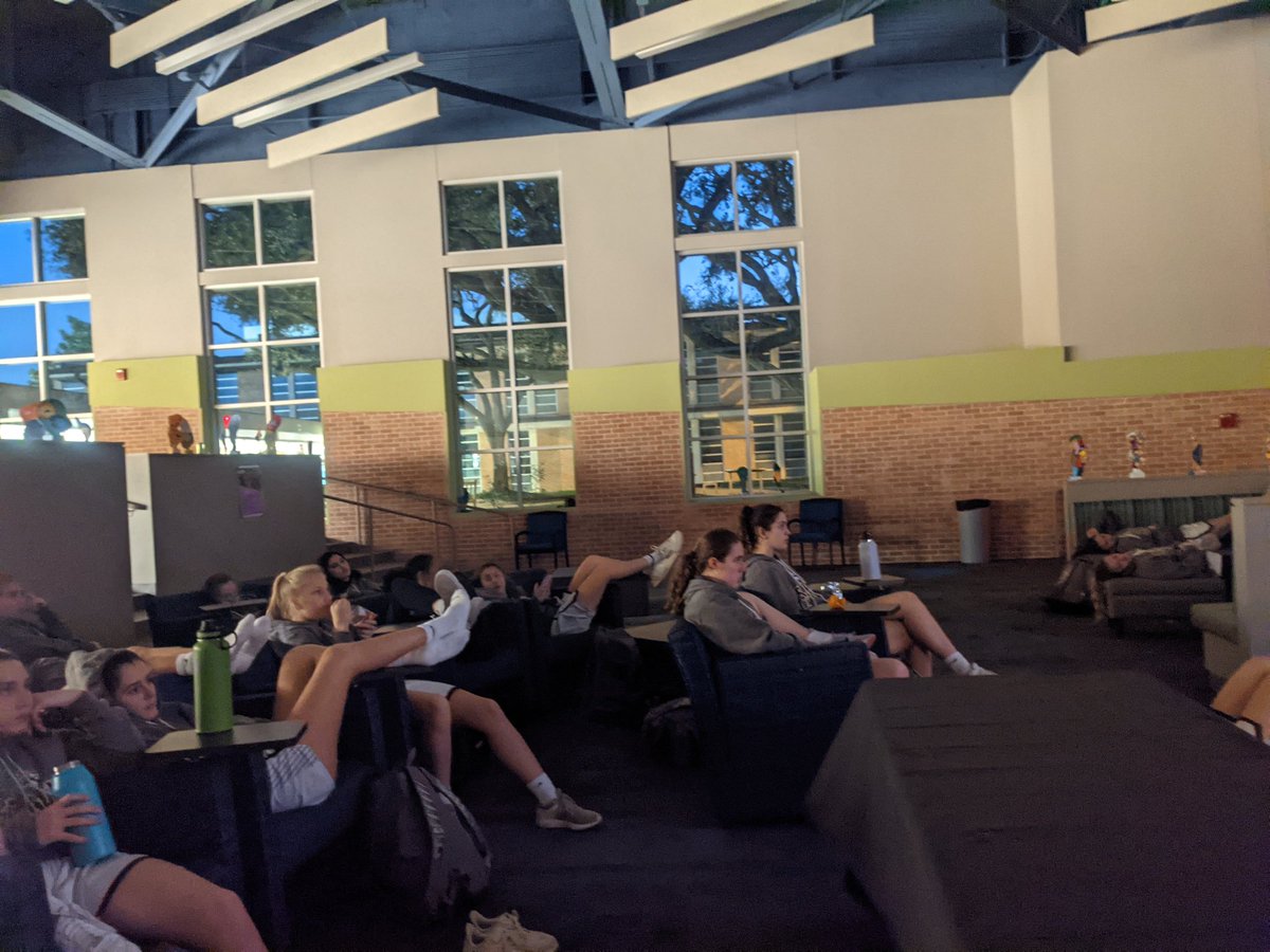 saa_bball's tweet photo. What do you do after your first day of a local tournament?  Team movie night with a homemade chili dinner! Thanks to Ana Buttram, Aly's mother, for the meal!! #mightymacs #larueisapickyeater https://t.co/M5DZNjzhrw