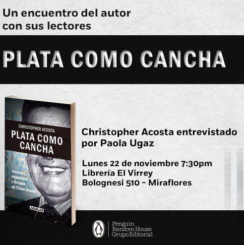 TrujiYo's tweet photo. Amigos!

Con mucho gusto les cuento que #PlataComoCancha inicia una serie de encuentros presenciales para hablar del libro, la querella y lo que quieran.

Y este lunes arrancamos en #Lima, en @elvirreylibros, con la participación de mi colega @larryportera.

Nos vemos! https://t.co/PGHJAwPfx2