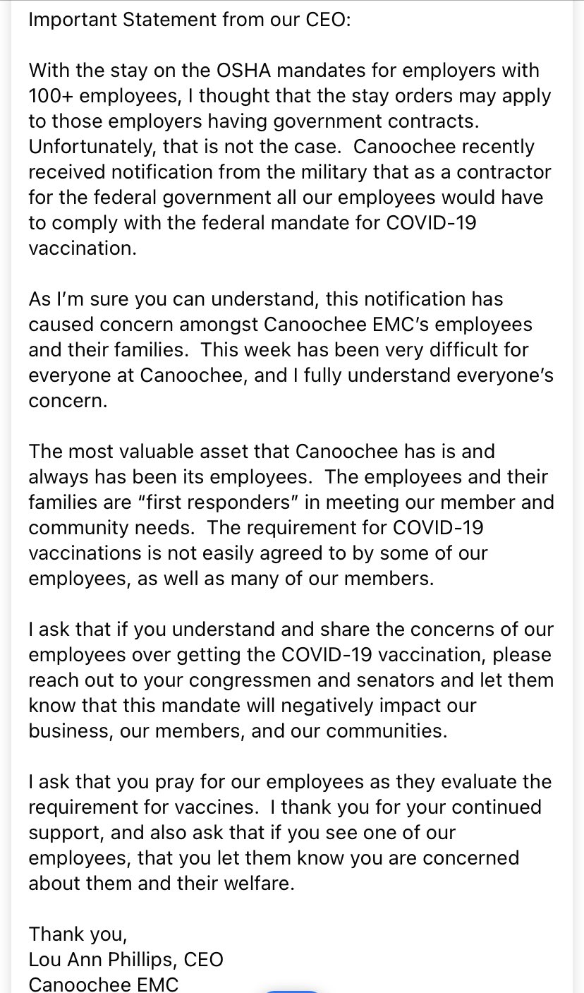 Canoochee EMC on Twitter: "Important message from our CEOโฆ Canoochee EMC on Twitter: "Important message from our CEOโฆ