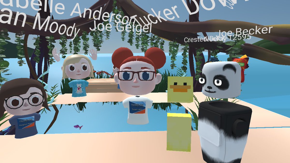 framelesslabs's tweet photo. Isabelle’s parents are “in the house”! Our first place winner, Isabelle Anderson with her Panda Mom avatar and sweet message from Dad in the chat! Soooo much fun and thrilled to have you join us!! #frameless2021 @RITMAGIC @RITtigers @MozillaHubs https://t.co/3gDdEeQgXB