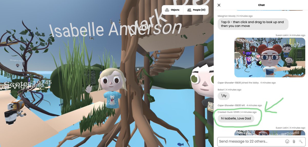 framelesslabs's tweet photo. Isabelle’s parents are “in the house”! Our first place winner, Isabelle Anderson with her Panda Mom avatar and sweet message from Dad in the chat! Soooo much fun and thrilled to have you join us!! #frameless2021 @RITMAGIC @RITtigers @MozillaHubs https://t.co/3gDdEeQgXB