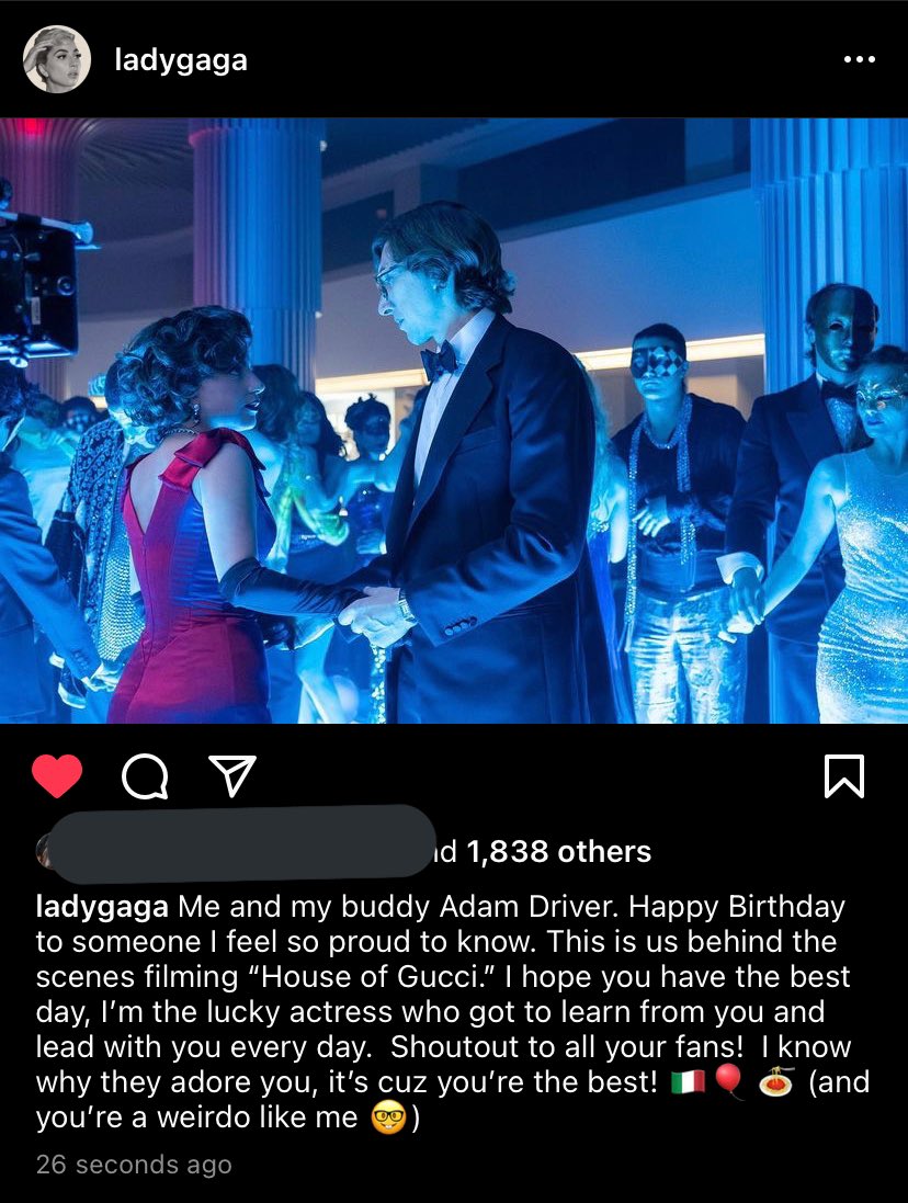 LADY GAGA JUST WISHED ADAM DRIVER HAPPY BIRTHDAY OH MY GOD 