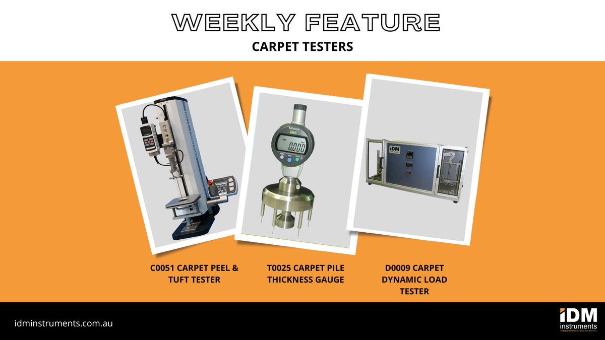 IDM_Instruments's tweet photo. Check out some of our quality carpet testing equipment:

Carpet Peel &amp; Tuft Tester: https://t.co/wQaLfVTCXV

Carpet Pile Thickness gauge: https://t.co/x4oKl8JDfT

Carpet Dynamic Load Tester: https://t.co/8jS8oojqVo

#carpettesting #testingsolutions #testingequipment https://t.co/NJ0Evizzdb