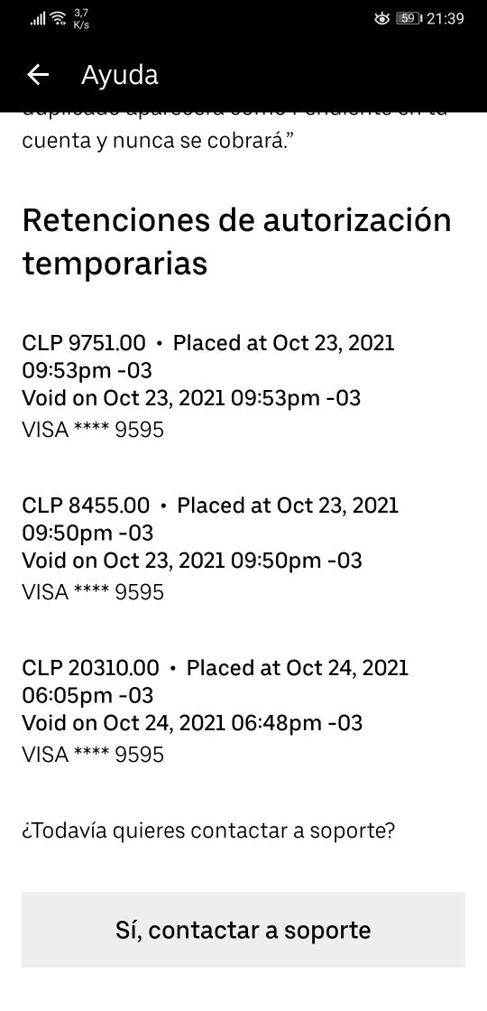 PchPatoApruebo's tweet photo. @Uber_Support hola, tengo 2 cargos aún en mi tarjeta y ya pasado un mes todavía no devuelven mi dinero. Exijo la devolución a la brevedad, esto ya lleva demasiado tiempo sin resolver. https://t.co/Jex8VMZJf0