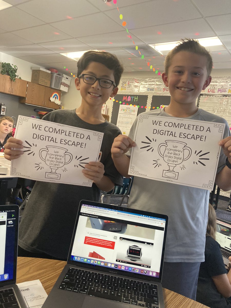 KGrayEddins's tweet photo. Our Black Friday Digital Escape experts!! 🧩🧐 @EddinsElem #eddinselem https://t.co/DyOAM7jjby