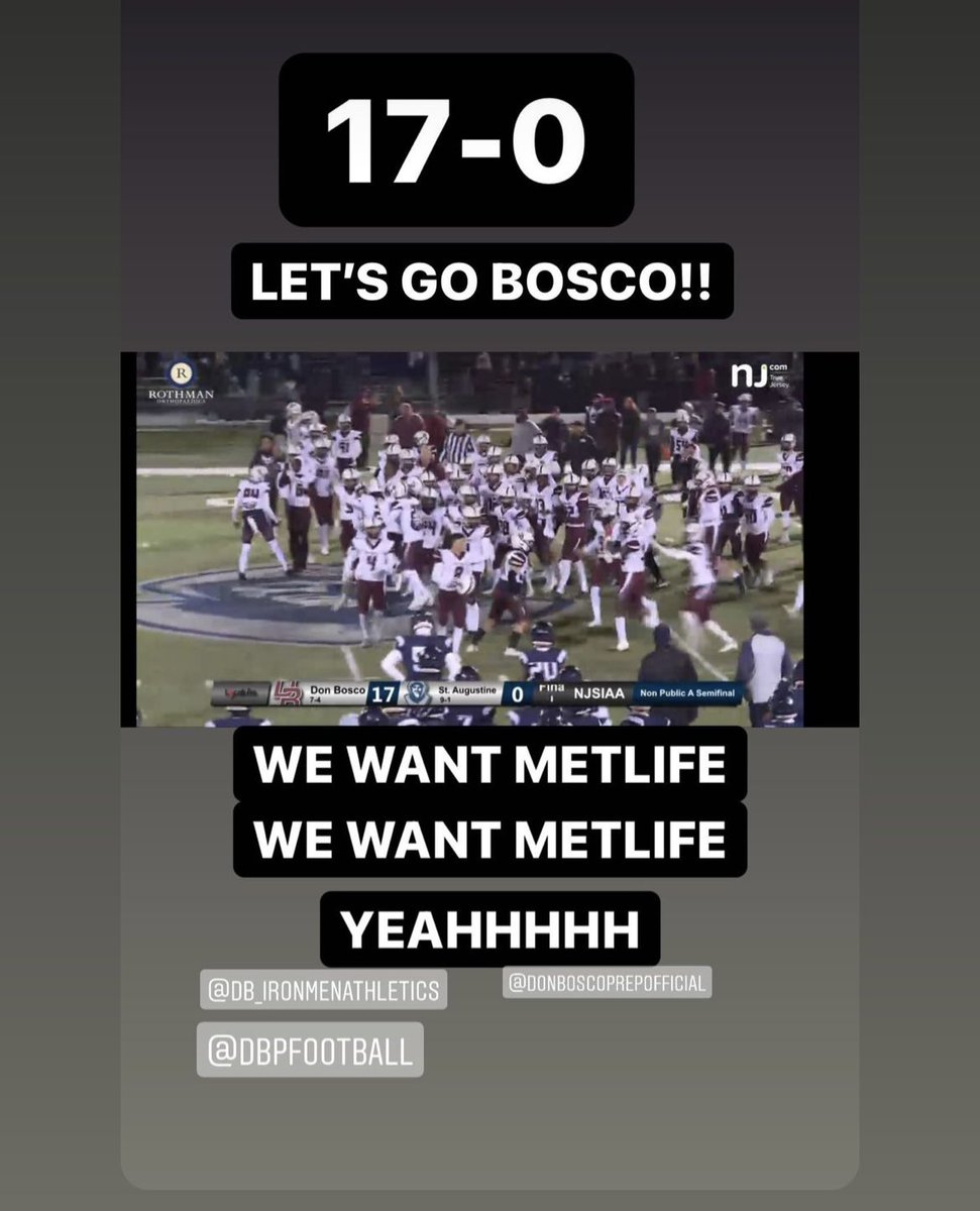 DonBoscoIronmen's tweet photo. 17-0 BOSCO!!!
Met Life here we come!
#Togetherweareironmen https://t.co/xYM9PoMlFu
