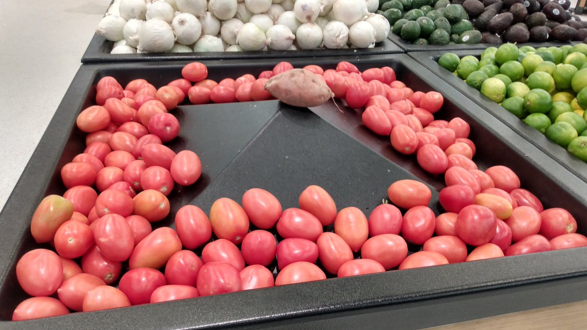 LitBitStudio's tweet image. King Potato amongst the peasant tomatoes. Rare sight at the local Walmart