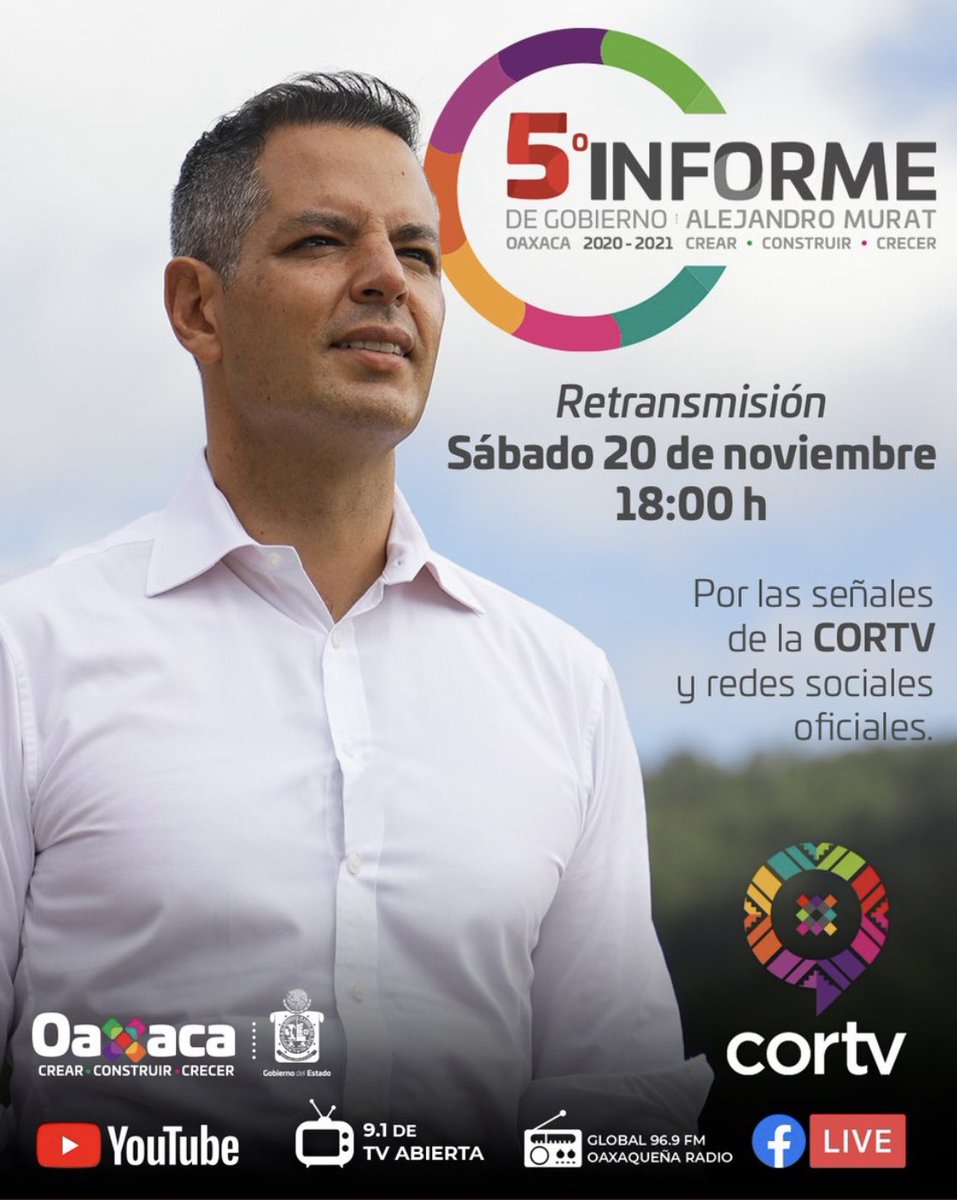 chucholox's tweet photo. “Por la señal del @cortv sigue la retransmisión del #5toInforme del gobernador” @alejandromurat https://t.co/9ivcZMcLUF