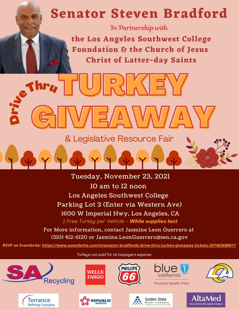 Drive Thru Turkey Giveaway & Legislative Resource Fair! Tuesday Nov 23 10-noon See u there!