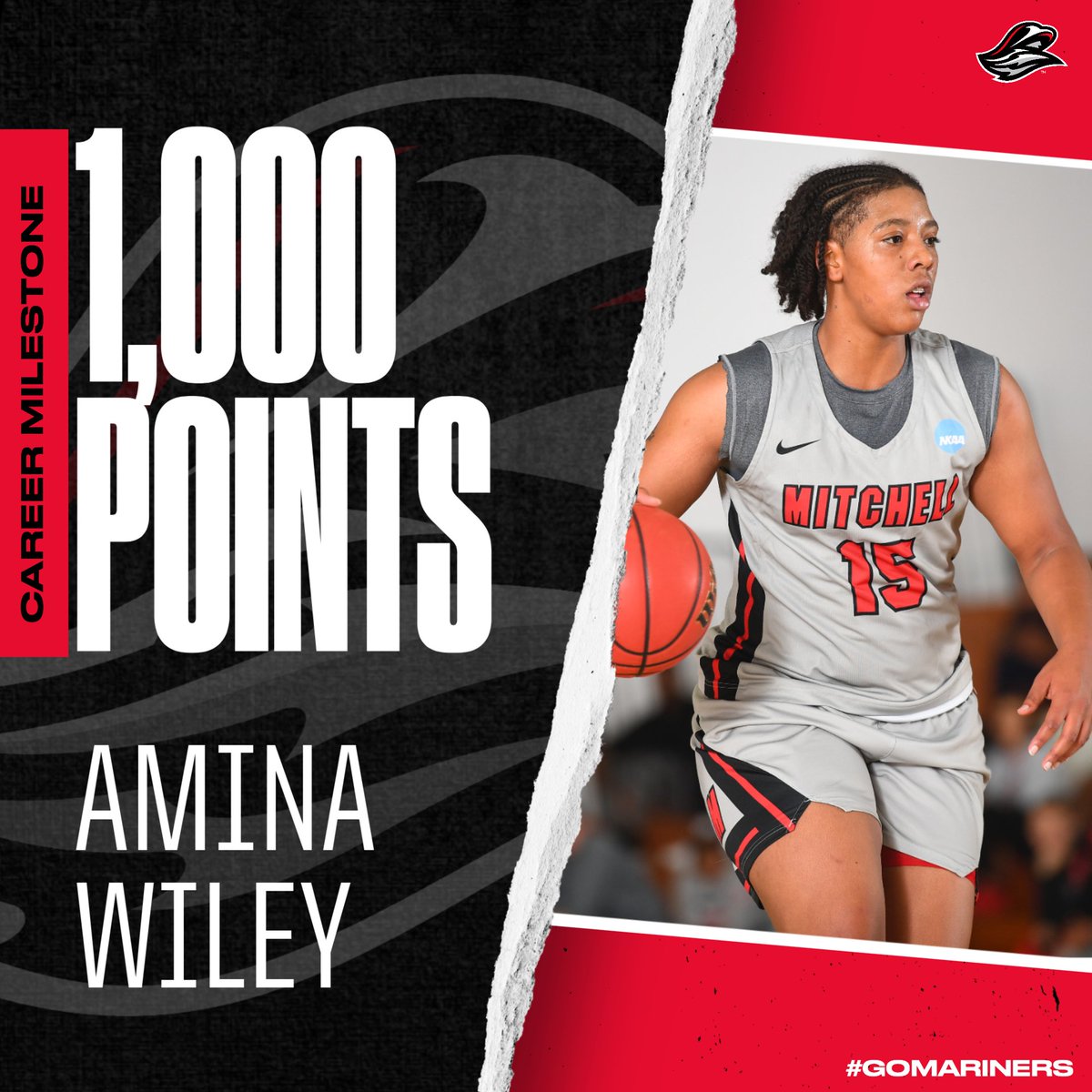 AthleticsMC's tweet photo. Congrats to Amina Wiley, who scored her 1,000th career point tonight vs. Smith. 💪💪💪 

#GoMariners https://t.co/PEDqkuWsaT