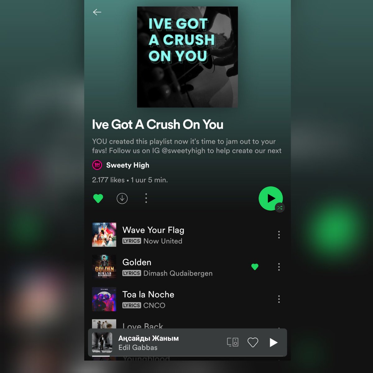 BelgianDears's tweet photo. Golden is in @sweetyhigh's playlist "I've Got a Crush on You"!
Dears please like and listen.

https://t.co/9NAMZZwdOG

#dimashgolden #sweetyhigh https://t.co/tn4m0ELcRY