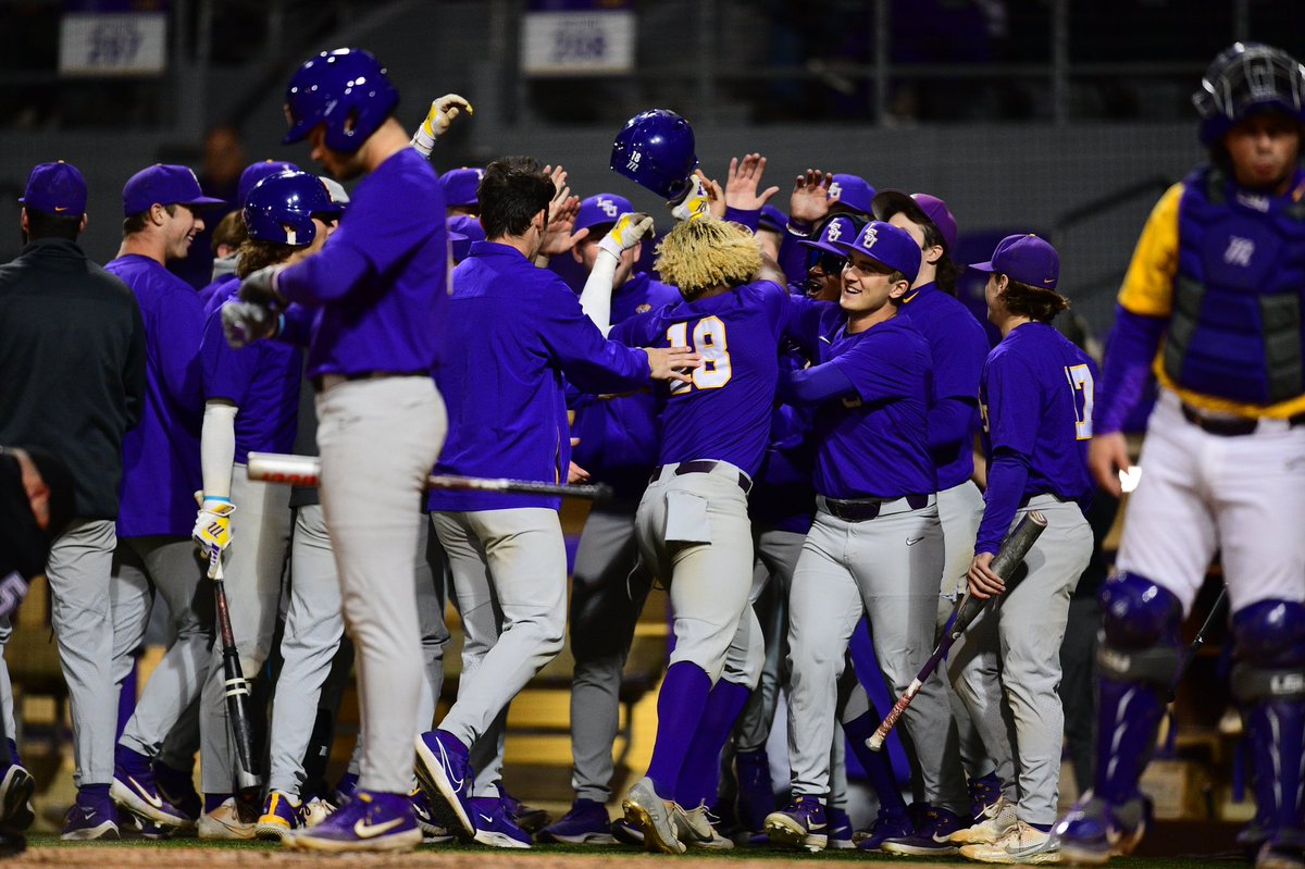 LSUbaseball's tweet photo. Purple Takes Game One https://t.co/gd56lE92oa