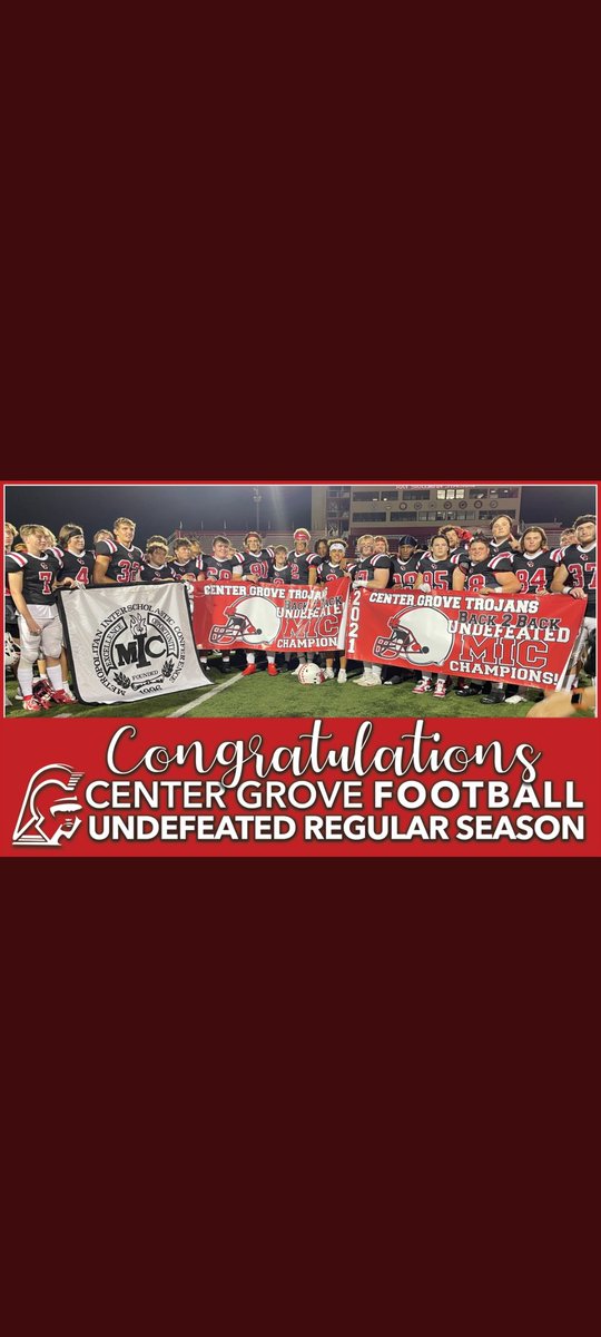 IUColtfan1's tweet photo. The tonight Center Grove beat a very good Ben Davis team 45 to 6 to secure the state semi finals championship. Center Grove has had a great run the last 2 years going undefeated winning 2 straight MIC championships and playing for their 2nd state finals championship. GO TROJANS! https://t.co/U0sjpU53YL