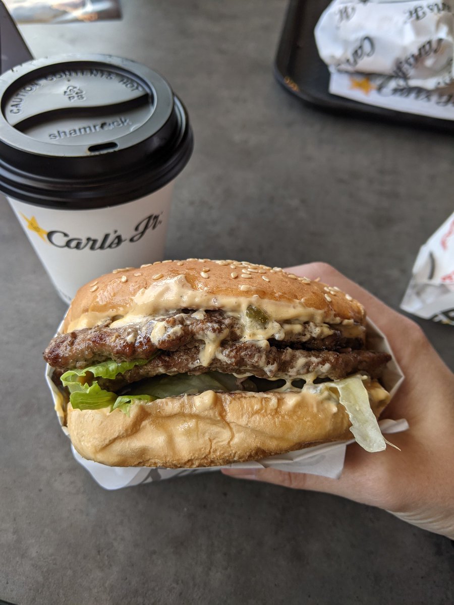 I am trying out a new burger place for lunch at <a href="/CarlsJrAU/">Carl's Jr. Australia</a> and I have to say they know how to make a good burger! So many tomato-free options to choose from, fresh and a nice char grill after-taste. I am sooo full!

(This reads like a paid ad. It's not, it's just really good!)