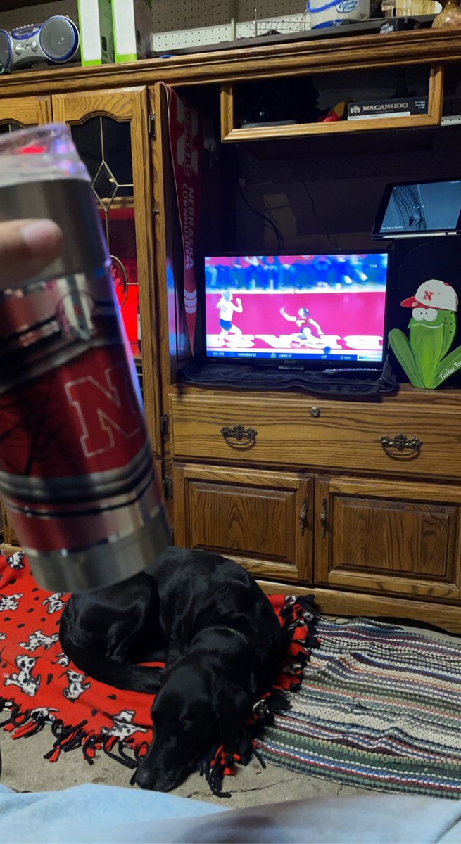 Cheerin on @Huskervball from the garage mancave! GO BIG RED! #B1GBlockParty