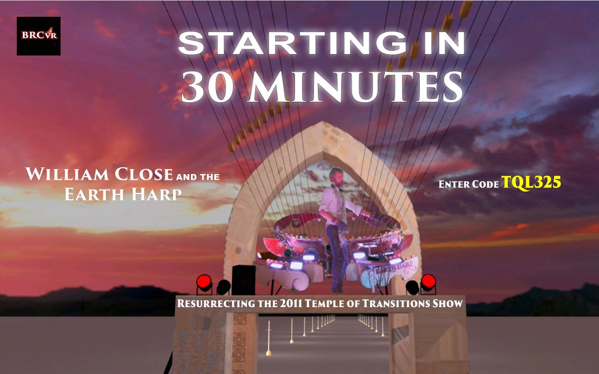 BurnerSphere's tweet photo. 🤸 30 Minutes until this incredible HoloKey performance begins! 

💖 BRCvr presents William Close and the Earth Harp in virtual reality with Holokey technology tonight starting at 7:30pm PST / 10:30pm EST / 3:30 am UTC 

Enter Code TQL325

#brcvr #holokey #earthharp #VR https://t.co/pFvxOg9E6X