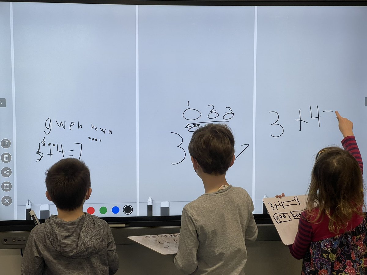 First graders sharing their solutions to our story problems. <a href="/TosaMcKinley/">McKinley Elementary</a> <a href="/tosaschools/">Wauwatosa Schools</a> <a href="/MckinleyPto/">Tosa McKinley PTO</a> #TosaProud #firstgrade