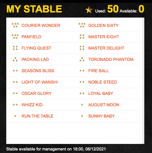 ChareneWoo's tweet photo. That's my stable here!
Tell me yours!
JOIN #MyStable NOW! Official game from HKJC
https://t.co/df3czGzdYO
#HKRacing https://t.co/7kPmJUs7xv