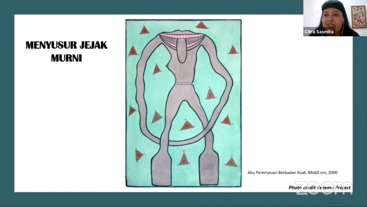 Acara ini dimulai dengan presentasi dari <a href="/CitraSasmita3/">CitraSasmita</a> — "Menyusur Jejak Murni" 🌟

"Aku Perempuan Berbadan Kuat" (2000) adalah salah satu karya dari Murni yang menggambarkan semangat berkarya beliau.