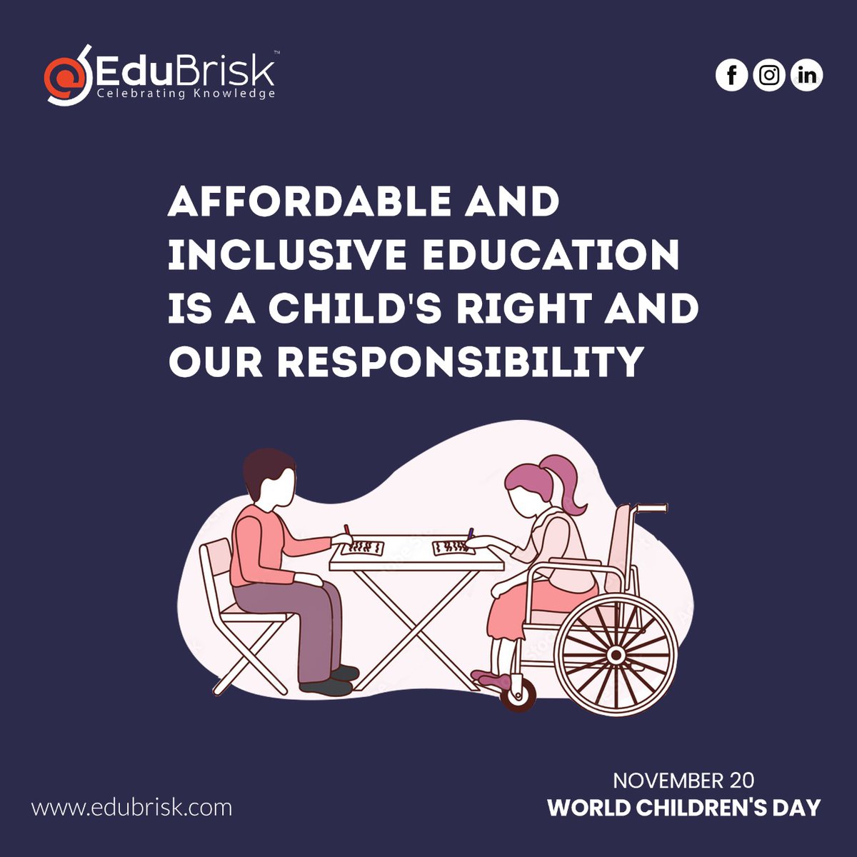 EduBrisk's tweet photo. Happy World Children's Day. Every Child is born with equal rights but, they lack equal opportunities growing up. On this day
@UN
reminds us about our responsibilities towards children all over the world.
#WorldChildrensDay2021 #Edubrisk #UnitedNations #celebrateknowledge https://t.co/2LYR3T2F5y