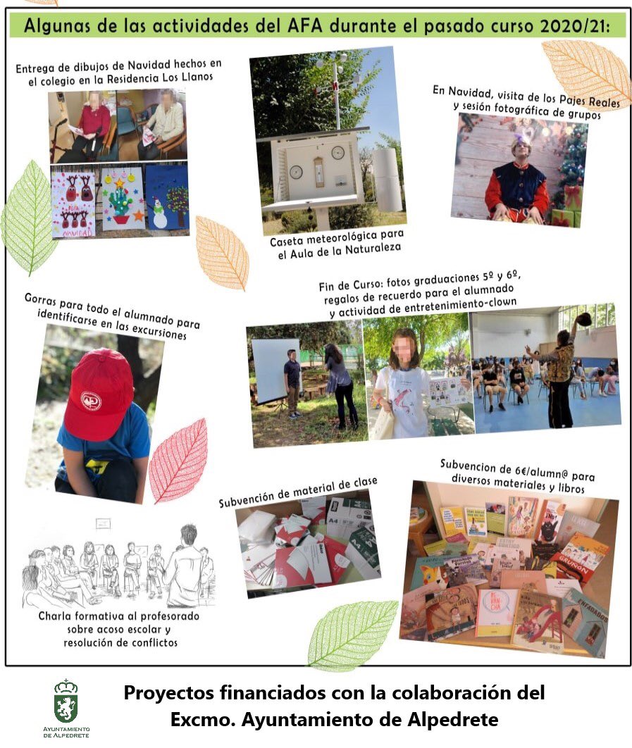 afaperalejo's tweet photo. ……actividades habituales y que les han gustado siempre a los niños. Para sufragar las actividades, ha sido imprescindible la colaboración del Ayuntamiento de Alpedrete, en forma de subvención a la asociación de familias, al que queremos agradecer públicamente su apoyo….. https://t.co/rG8KqRf0QE