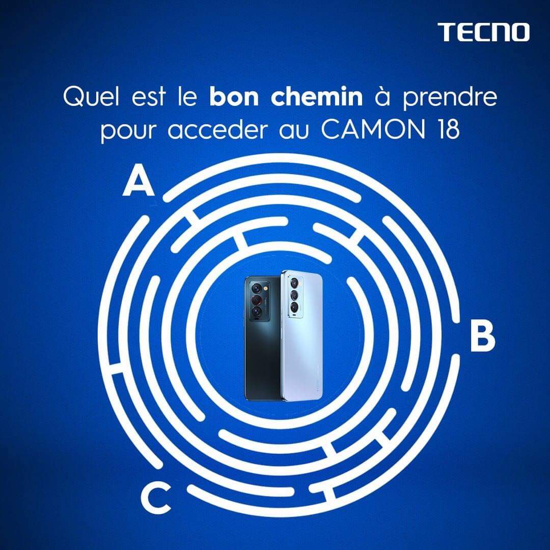 tecnomobiledrc's tweet photo. #funweekend
Les T-Fans💙, est-ce que vous avez le coup d’œil 🧐 ?
Quel est le chemin qui mène au #CAMON18 🤔 ?
#TECNOFunTime
#TECNOMobileDRC https://t.co/HuiHFwLfR6