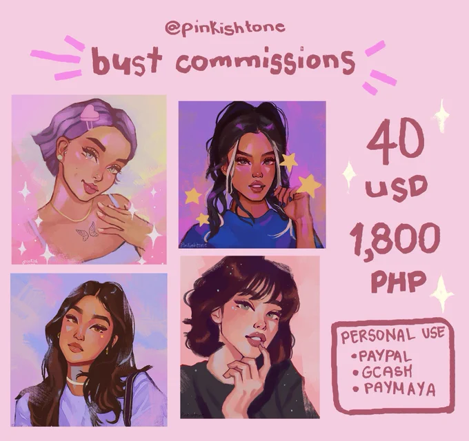 💫 commissions open 💫

will open 6 slots for bust comms ♡ send me a dm to reserve a slot 🤍

rts are very appreciated!!

#commissionsopen #artistontwitter  #artcommission 